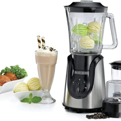 Black + Decker 600W Glass Blender with with Grinder and Mincer Chopper BX600G